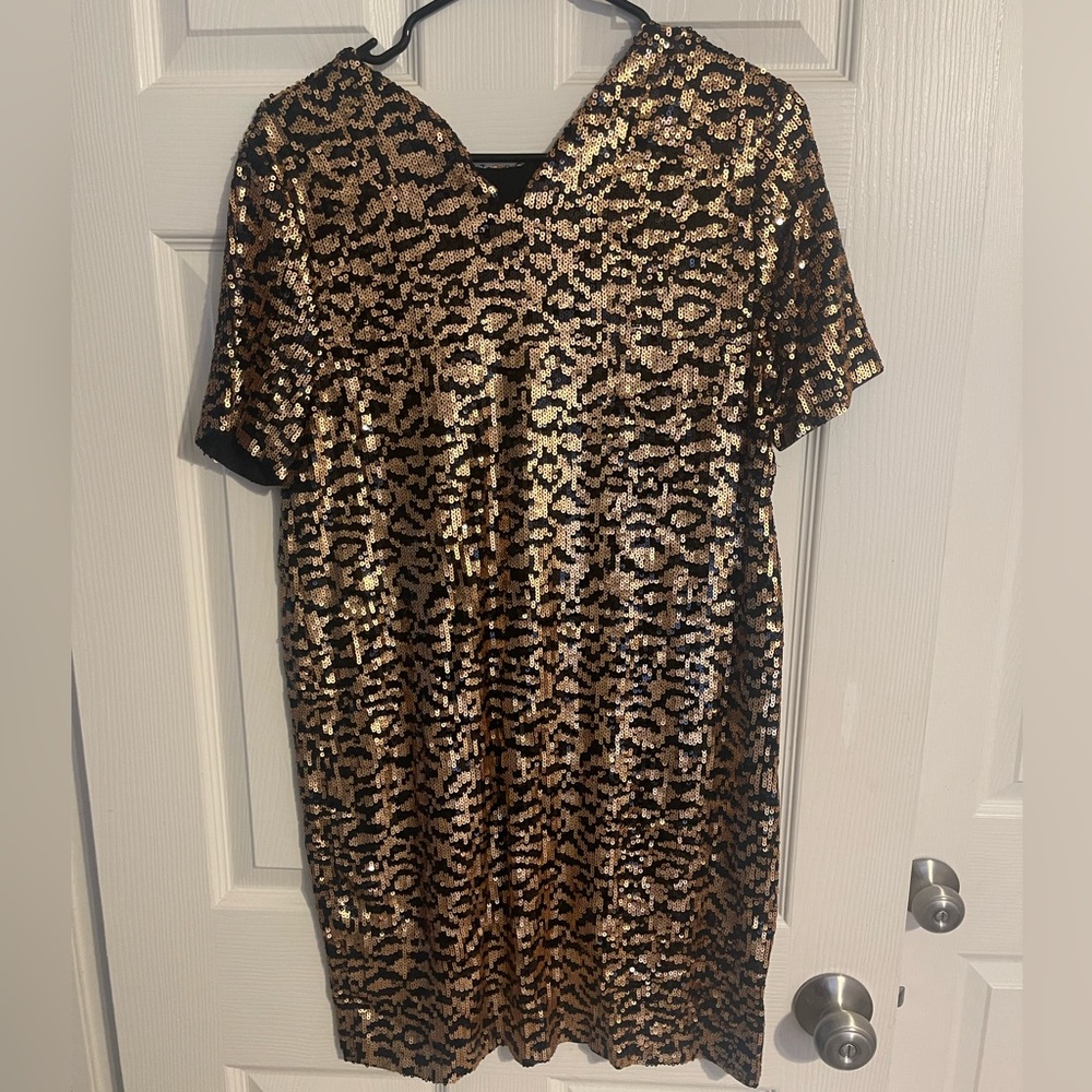 Zara - Leopard - Sequin Dress - Size Medium